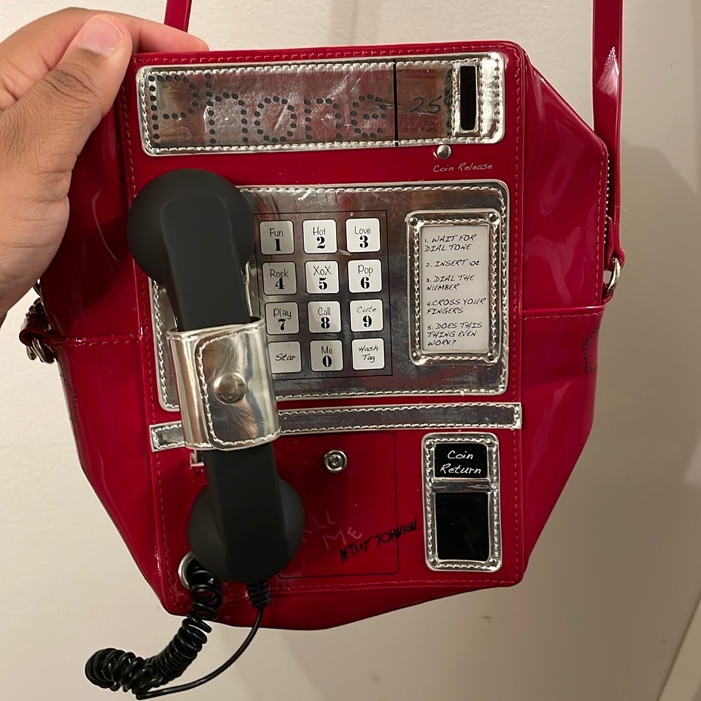 Red pay phone Betsey Johnson purse